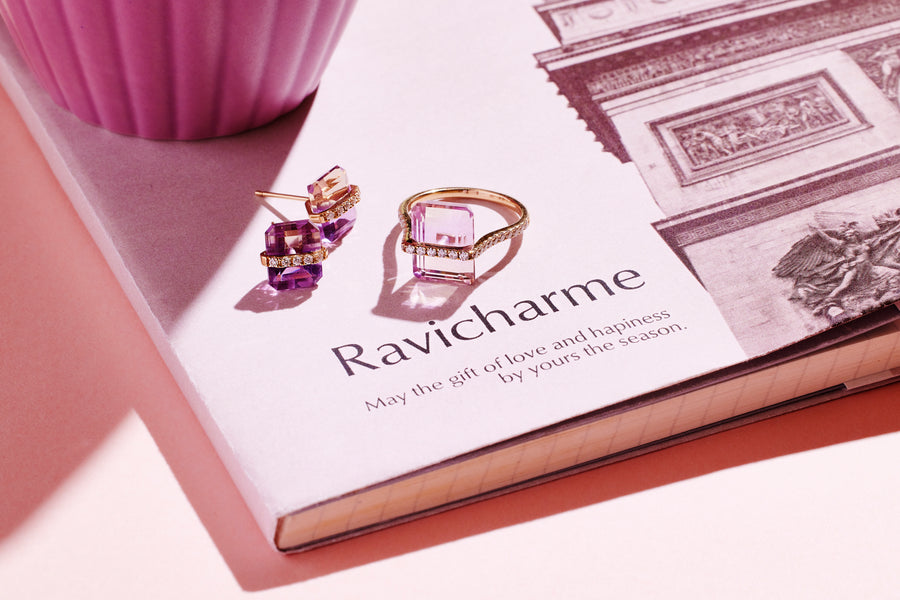 【数量限定】Nude 天然石リング　アメトリン　M