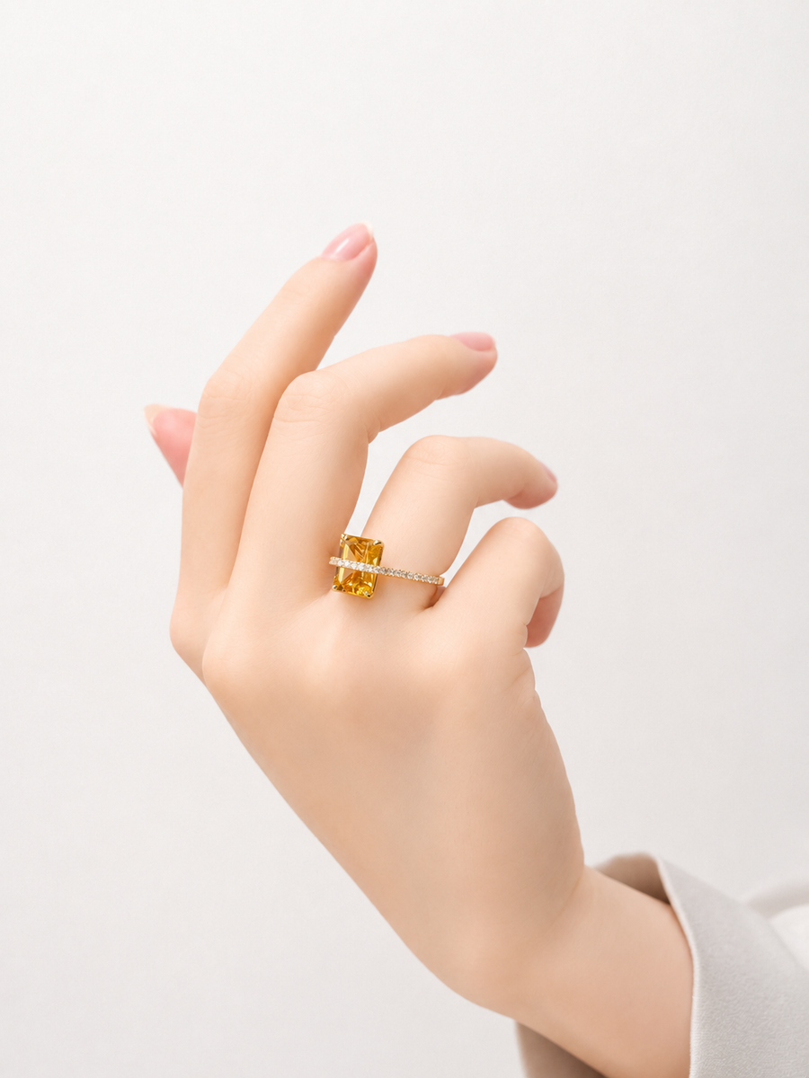 Ravicharme | 【数量限定】Nude シトリンリング エメラルドカットM