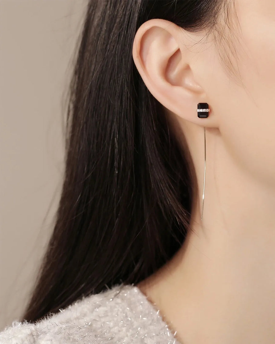 Ravicharme | Nude 天然石 オニキス ピアス ストレートワイヤータイプ